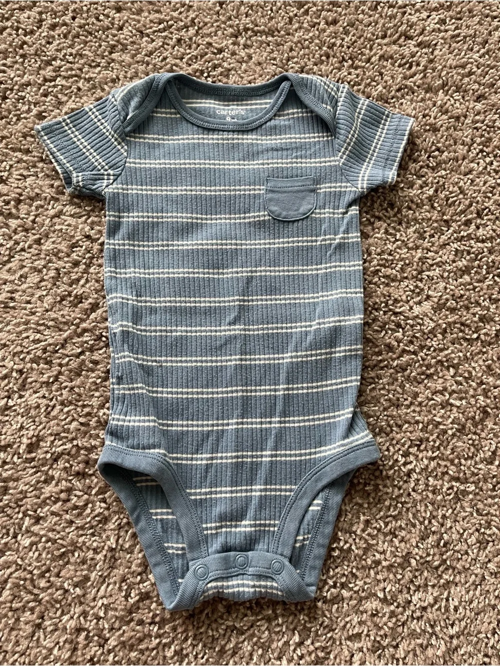 Carter's Blue & Cream Striped Ribbed Baby Bodysuit